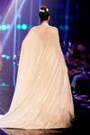 Shop_Itrh_Silver Net Embellished Sheer Luxury Pre-draped Saree Set With Cape  _at_Aza_Fashions