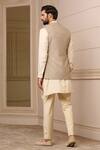 Shop_Tarun Tahiliani_Grey Kataan Embroidery Thread And Kasab Overlap Waistcoat _at_Aza_Fashions