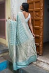 Shop_TaBa Kashi By Artika Shah_Blue Chiffon Woven Zari Striped Saree  _at_Aza_Fashions