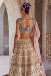 Kaaisha by Shalini_Ivory Silk Embellished Zardozi Sweetheart Neck Bridal Lehenga Set _Online_at_Aza_Fashions