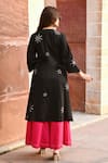 Gulaal_Black 100% Cotton Hand Embroidered Pithan Front-open Jacket _Online_at_Aza_Fashions