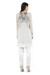 Shop_Rohit Gandhi + Rahul Khanna_Silver Georgette Embellished Sequin Round Crux Fallen Top _at_Aza_Fashions