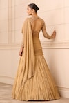 Shop_Tarun Tahiliani_Gold Blouse  Tulle And Skirt  Crinkle Draped Lehenga With Embroidered _at_Aza_Fashions