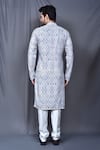 Shop_Adara Khan_Multi Color Kurta Cotton Embroidered Geometric Thread Work Set_at_Aza_Fashions