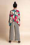 Shop_Nupur Kanoi_Magenta Crepe Digital Print Striped And Floral Balloon Top & Pyjama Set  _at_Aza_Fashions