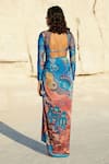 Shop_Tizzi_Blue Chiffon Satin Cappadocia Beach Bum Sarong _at_Aza_Fashions