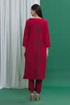 Shop_Banana Labs_Red Cotton Round Neck Abstract Print Kurta And Pant Set _at_Aza_Fashions