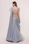 Shop_Onaya_Blue Chikankari Hand Embroidered Sequins V Lehenga Saree With Blouse  _at_Aza_Fashions