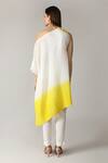 Shop_ANEEHKA_Yellow 100% Crinkle Cotton Hand Asymmetric Ombre Tunic And Pant Set _at_Aza_Fashions