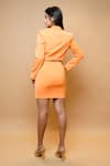 Shop_Ahi Clothing_Orange Imported Luxury Crepe Plain Notched Lapel Short Coat And Overlap Skirt Set _at_Aza_Fashions