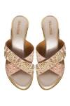 Shop_Kkarma_Pink Silk Chandramalika Criss Cross Heels_at_Aza_Fashions