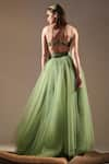 Nikita Mhaisalkar_Green Tulle Solid Flared Lehenga _Online_at_Aza_Fashions