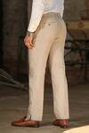 Shop_Raw & Rustic by Niti Bothra_Beige 40 Lea Solid Buttoned Hem Handcrafted Straight Pant _at_Aza_Fashions