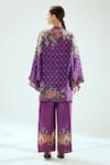 Shop_Rajdeep Ranawat_Purple Silk Printed Geometric Round Band Collar Nylla Tunic _at_Aza_Fashions