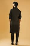 Shop_Raghavendra Rathore Blue_Black Bundi - Jacquard Textured And Kurta Set _at_Aza_Fashions