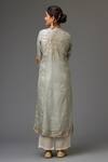 Shop_Kora_Blue Kurta And Pant Silk Embroidery Sequin Notched A-line Set With Dupatta _at_Aza_Fashions