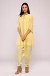 Shop_MAYU KOTHARI_Yellow Satin Modal Hand Embroidered Latkans Hem Patiala Pant  _at_Aza_Fashions