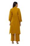 Shop Khat Yellow Mandarin Collar Mustard Panelled Dress Pant Set at Aza Fashions Shop_Khat_Yellow Mandarin Collar Mustard Panelled Dress Pant Set _at_Aza_Fashions