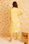 Shop_Banana Labs_Yellow Cotton Tassels Round Neck Box Hand Block Print Kurta Pant Set _at_Aza_Fashions