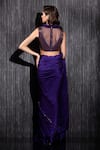 Shop_Shilpi Gupta_Purple Saree  Silk Satin Embroidered Border Pre-draped With Blouse  _at_Aza_Fashions