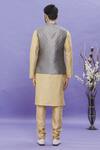 Shop_Arihant Rai Sinha_Gray Jacquard, Silk Embroidery Grey Floral Bundi _at_Aza_Fashions