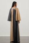 Shop_Akhl_Gold Lurex, Tulle, Polyester Embroidery Round Neck Metallic Kaftan Dress _at_Aza_Fashions