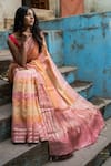 Shop_TaBa Kashi By Artika Shah_Multi Color Moonga Dyed Rangkat Saree  _at_Aza_Fashions