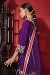 Shop_Ajiesh Oberoi_Purple Dupion Silk And Organza Embroidered Floral Shagun Kurta Sharara Set _at_Aza_Fashions