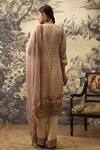 Shop_Kalista_Beige Crepe Printed And Embroidered Floral Keyhole Asmee Checkered Kurta Set _at_Aza_Fashions