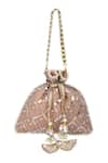 Shop_Miar Designs_Pink Sequin And Pearls Noor Embroidered Potli Bag_at_Aza_Fashions