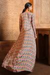 Shop_Aneesh Agarwaal_Ivory Organza, Silk Mirrors, Ikat Print Long Jacket And Draped Skirt Set _at_Aza_Fashions