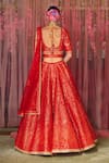 Shop_Shyam Narayan Prasad_Red Brocade, Net Tassels, Embroidery, Applique And Thread Work Bridal Lehenga Set _at_Aza_Fashions