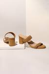 Shop_Myra_Brown Plain Basket Weave Two Strap Heels_at_Aza_Fashions