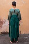 Shop_Avaasya Jaipur_Green Cotton, Silk Gota Patti V-neck Front Gathered Anarkali And Pant Set _at_Aza_Fashions
