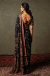 Shop_RI.Ritu Kumar_Black Silk Chinnon Embroidered Floral Avena Print And Aari Work Saree For Women_at_Aza_Fashions
