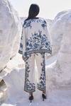 Shop_Dash And Dot_Ivory Polyester Embroidery Bandeau Neck Floral Pattern Boxy Shirt And Pant Set _at_Aza_Fashions