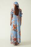 Shop_Payal Pratap_Blue Linen Satin Print Flower Collared Neck Muria Floral Jacket _at_Aza_Fashions