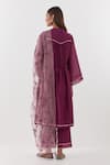 Shop_Amisha Kothari_Wine Chanderi , Organza Embroidery Baghban Pintuck Bodice Kurta Set _at_Aza_Fashions