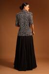 Shop_Sejal Kamdar_Black German And Pure Crape Print & Jacket & Pant Set  _at_Aza_Fashions