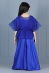 Shop_The Little Celebs_Blue Organza, Crepe Embroidery Pleated Top And Palazzo Set _at_Aza_Fashions