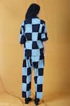 Shop_Banana Labs_Black Cotton Collared Checkerboard Print Pant Set _at_Aza_Fashions