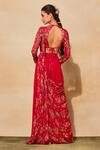 Shop_DiyaRajvvir_Red Modal Floral Jaal Print Blouse And Sharara Saree Set_at_Aza_Fashions