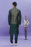 Shop_Arihant Rai Sinha_Green Bundi Jacquard Banarasi Silk Floral Pattern And Kurta Set _at_Aza_Fashions