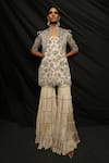 Sejal Kamdar_Cream German And Pure Crepe Print & Cropped & Sharara Set  _Online_at_Aza_Fashions