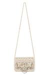 Shop_Fuchsia_Gold Embroidery, Sequins Sunrise Silk Clutch _at_Aza_Fashions