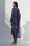 Shop_Nadima Saqib_Blue Jaquard Zari Chanderi Embroidery Mirror Round Neck Kurta _at_Aza_Fashions