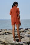 Shop_Mati_Orange Cotton Collared Ekin Half Sleeve Shirt And Shorts Set _at_Aza_Fashions