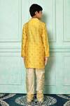 Shop_Petite Pomme_Yellow Polyester Embroidery Woven Paisley Pattern Kurta _at_Aza_Fashions