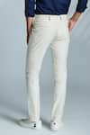 Shop_S&N by Shantnu Nikhil_Off White Cotton Plain Kantha Embroidered Placement Trouser _at_Aza_Fashions