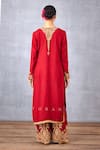 Shop_Torani_Red Raw Silk Embroidery Dori And Adda Work Sindoori Pushti Kurta Set  _at_Aza_Fashions